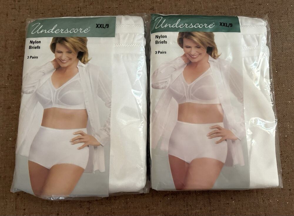 Underscore Nylon Briefs 6 Pairs Vintage JCPenney White NEW Underwear Size XXL/9